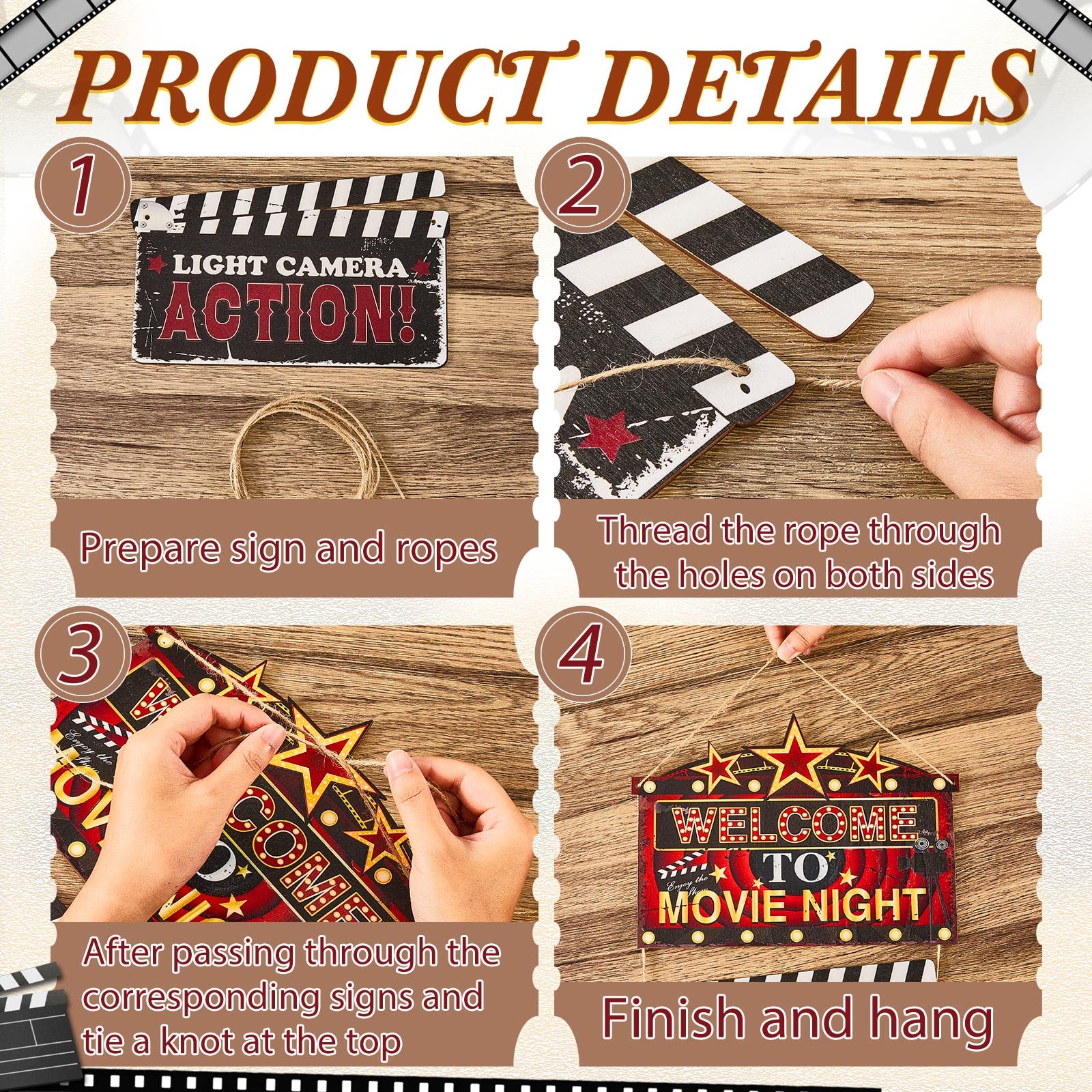 Amazon.co.jp: 木製映画館装飾吊り下げヴィンテージ装飾クラシック